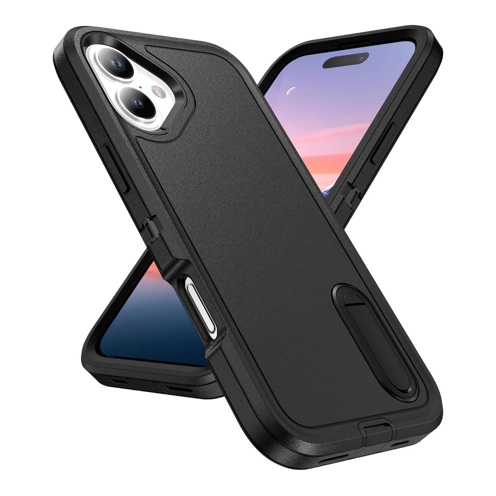For Apple iPhone 17 Triple Builder With Stander Case Black