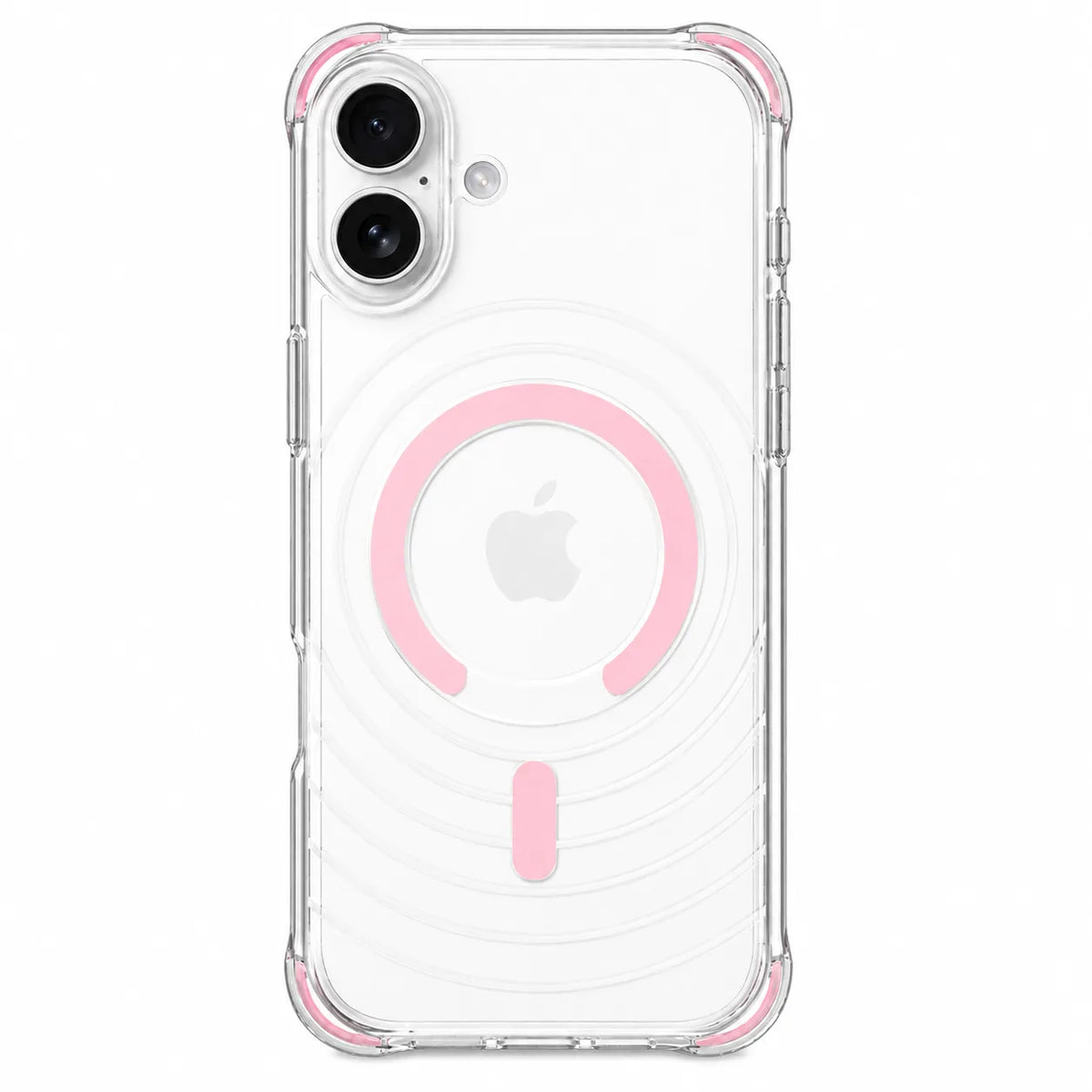 For Apple iPhone 16 Wave Series Clear Magsafe Pink