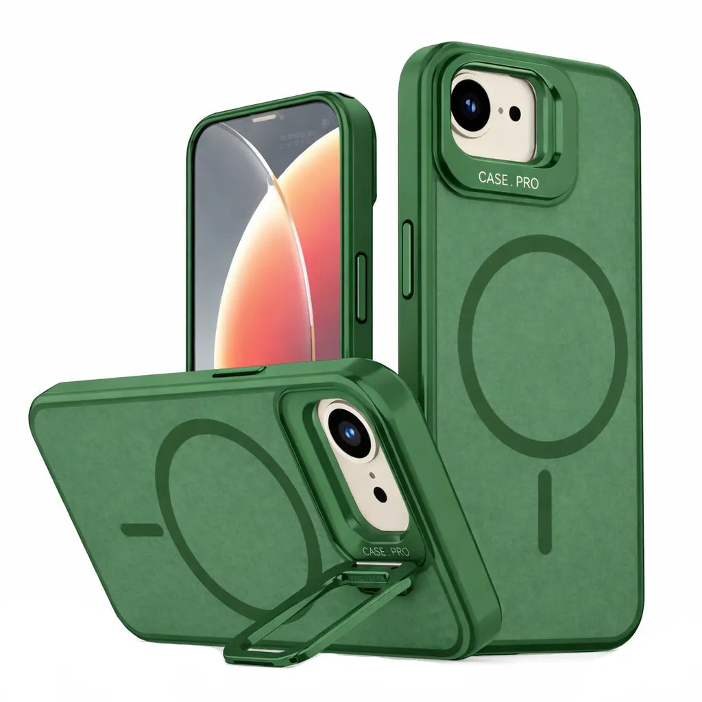 For Apple iPhone 17E Skin-Feel Camera Holder Magsafe Case Green
