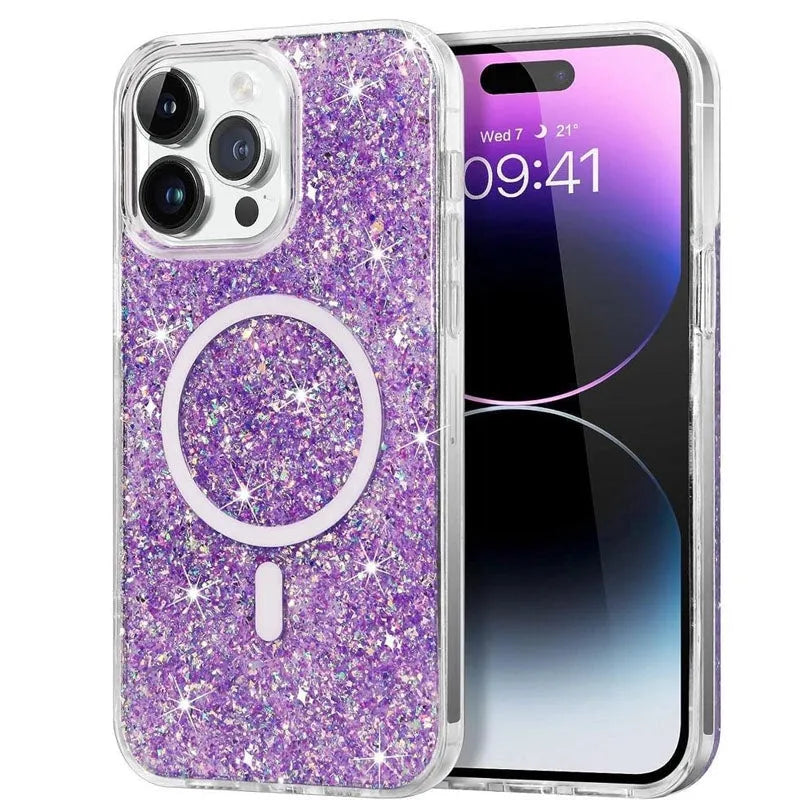 For Apple iPhone 17E Symmetry Magsafe Glitter Case Purple