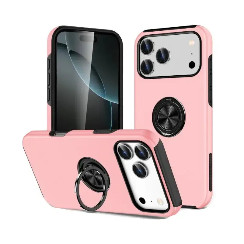For Apple iPhone 18 Pro Dual Layer Invisible Ring Case Pink