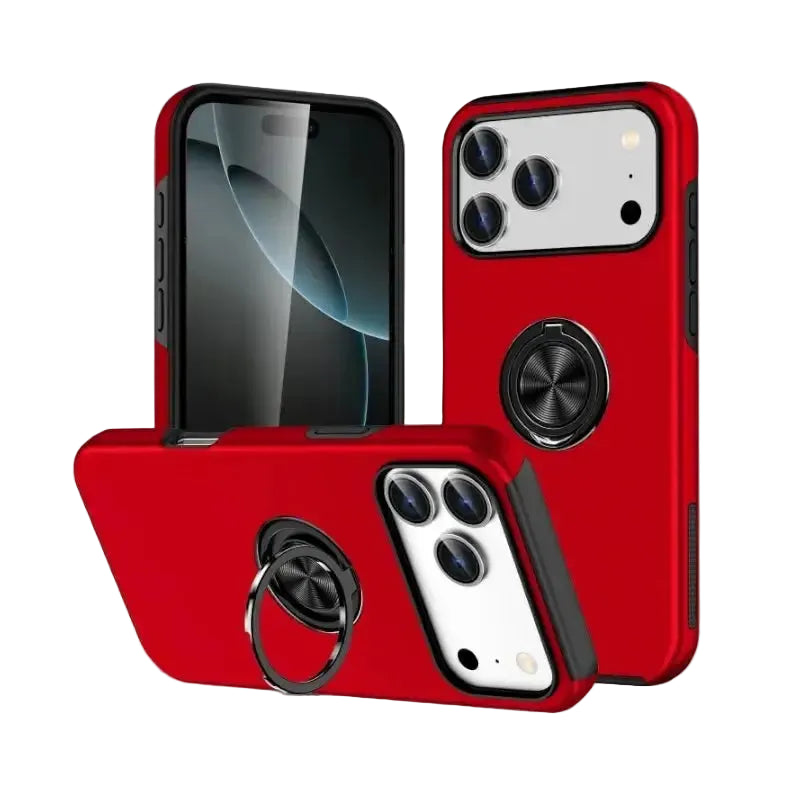 For Apple iPhone 18 Pro Max Dual Layer Invisible Ring Case Red