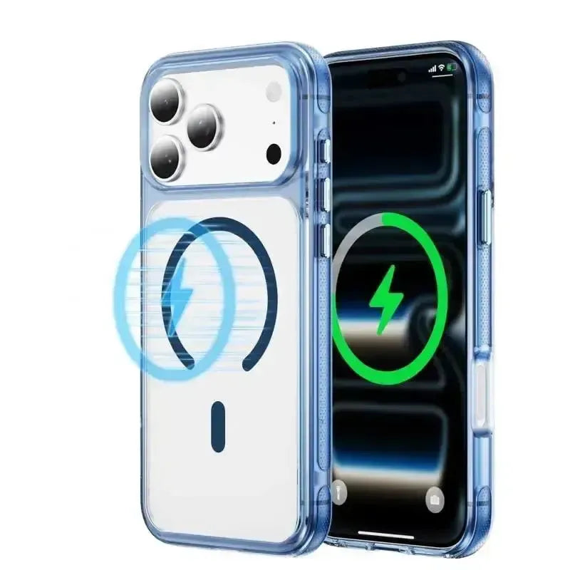 For Apple iPhone 18 Pro Max See-Through Magnetic Hard Case Blue