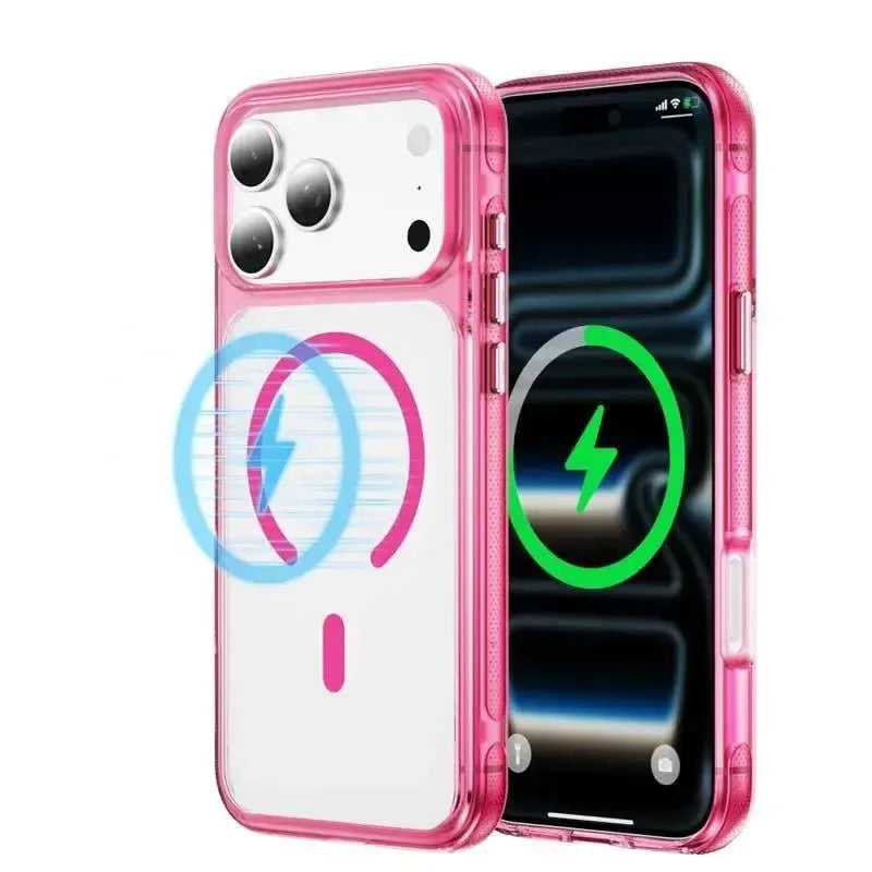 For Apple iPhone 18 Pro Max See-Through Magnetic Hard Case Rose