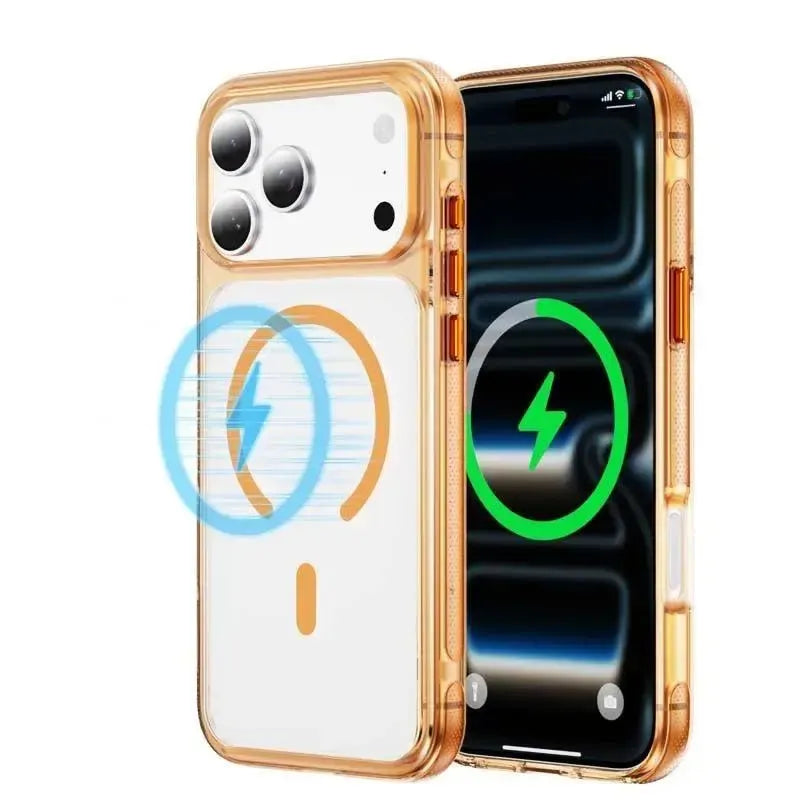 For Apple iPhone 17 Pro Max See-Through Magnetic Hard Case Orange