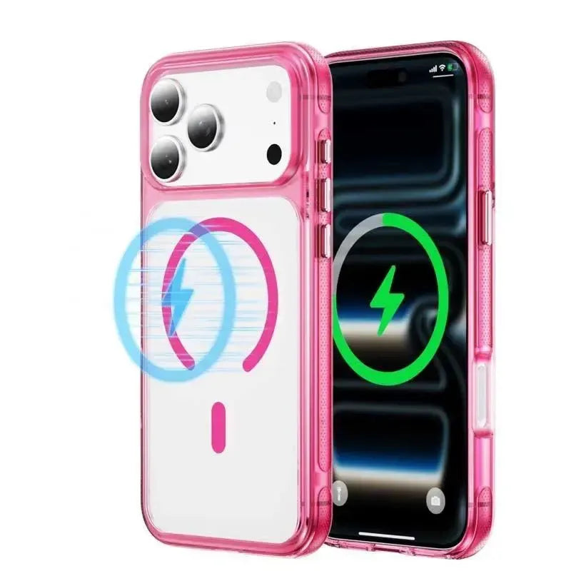 For Apple iPhone 18 Pro See-Through Magnetic Hard Case Rose