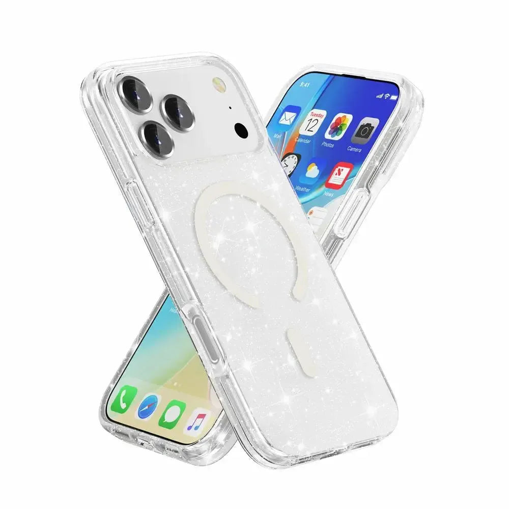 For Apple iPhone 18 Pro Terminator Magsafe Symmetry Design Case Glitter Clear
