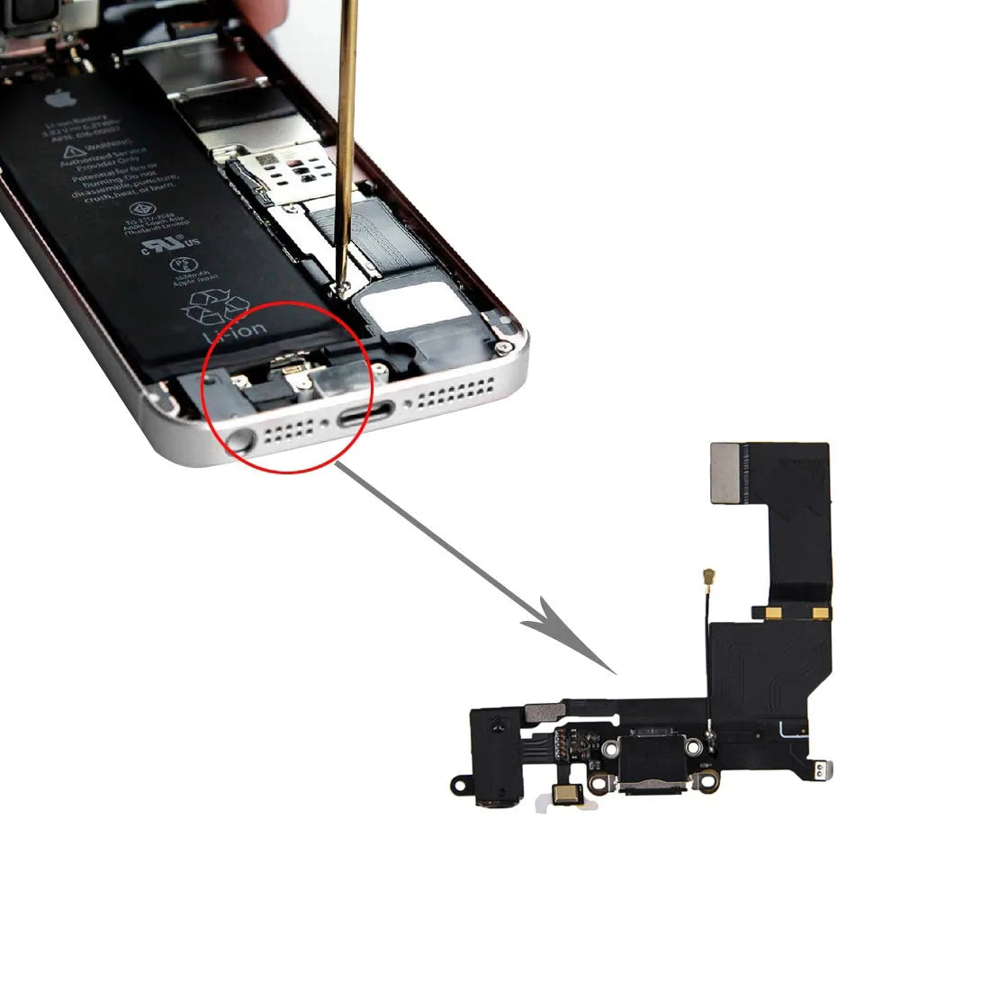 For Apple iPhone SE 2016 Replacement Charging Port / Headphone Jack Flex Cable - Black