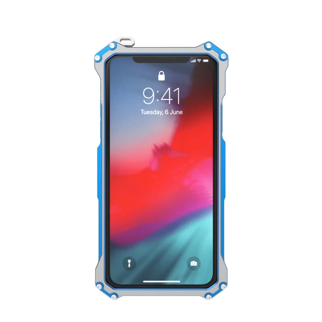 For Apple iPhone XR R-JUST Shockproof Armor Metal Protective Case Blue
