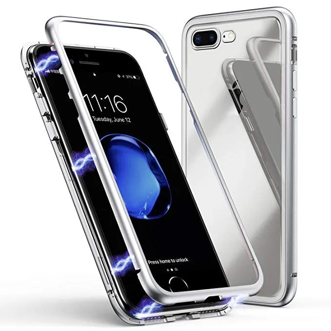 For Apple iPhone XS Max Magnetic Metal Frame Glass Case White