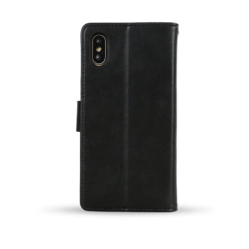 For Apple iPhone XS/X Premium Aokus Wallet Case Black