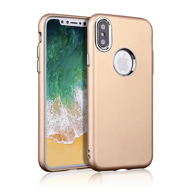 For Apple iPhone XS/X Rubber TPU Case With Metal Key Gold