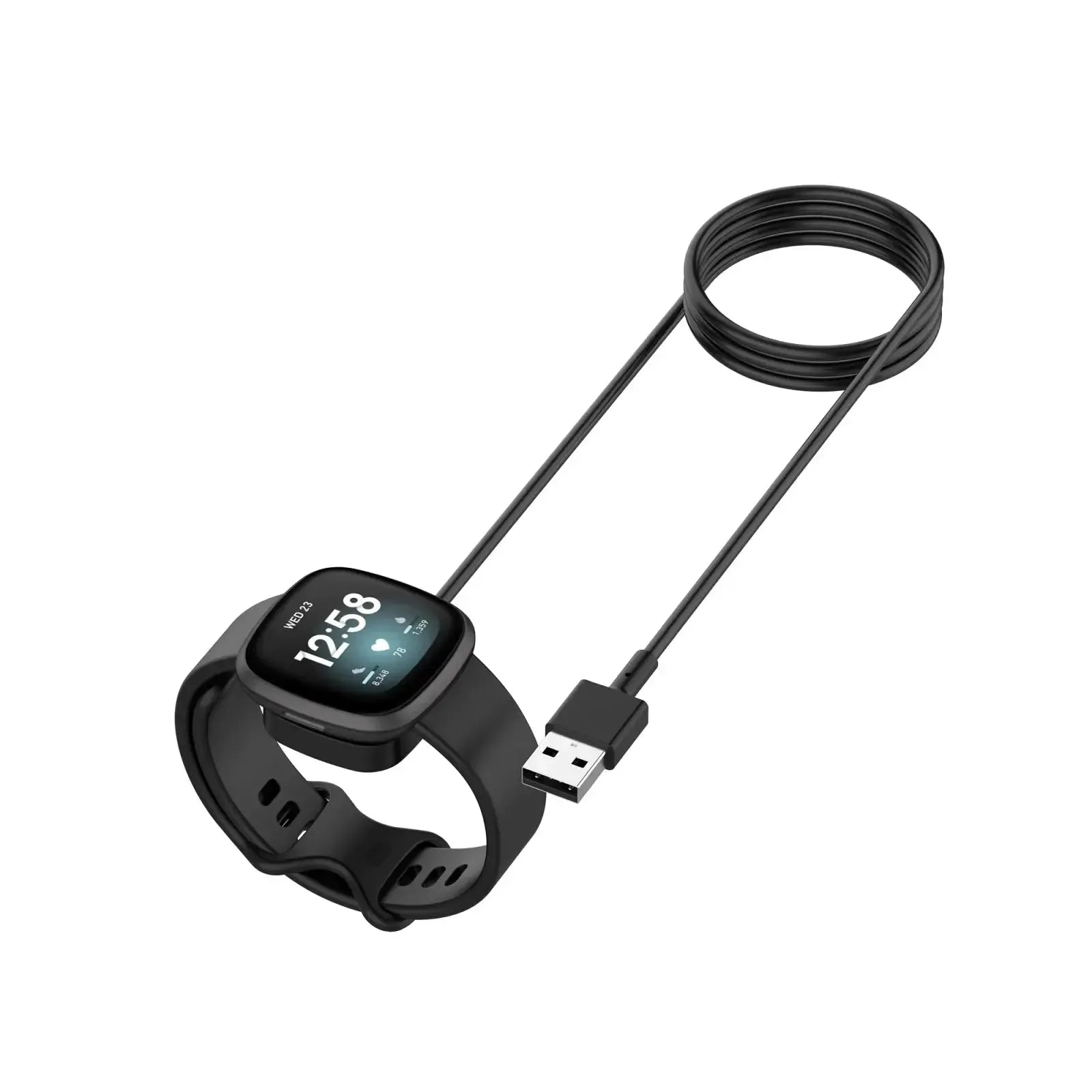 For Fitbit Sense 2 Magnetic Charging Cable Black