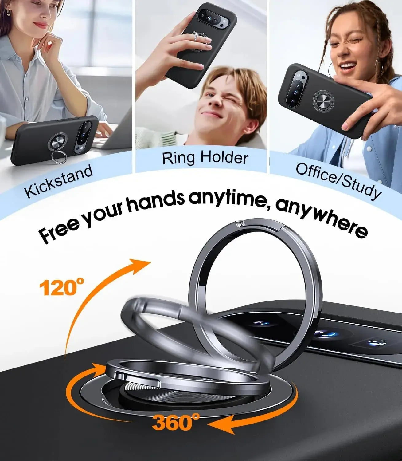 For Google Pixel 10 / 10 Pro Dual Layer Invisible Ring Case Black
