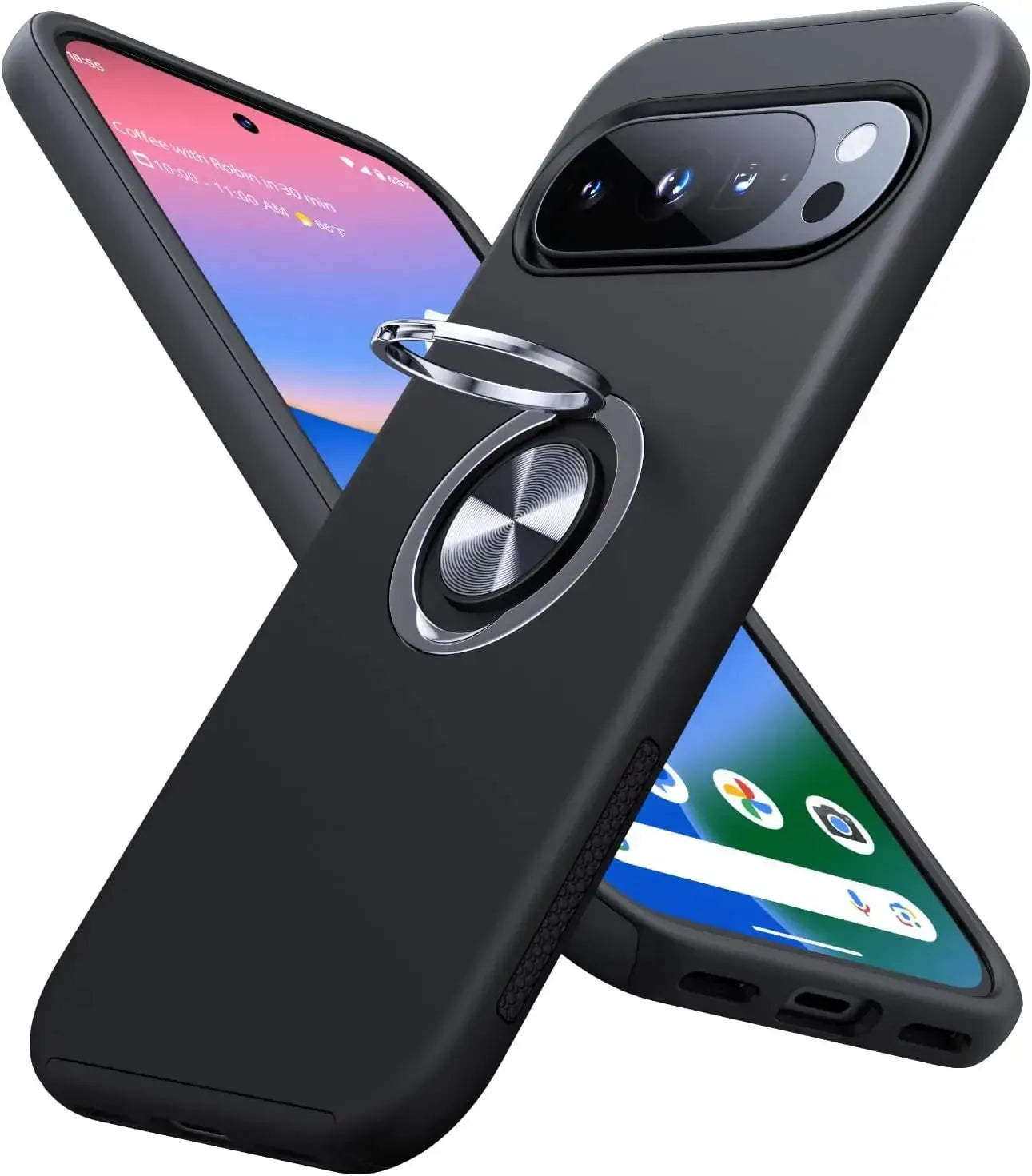For Google Pixel 10 / 10 Pro Dual Layer Invisible Ring Case Black