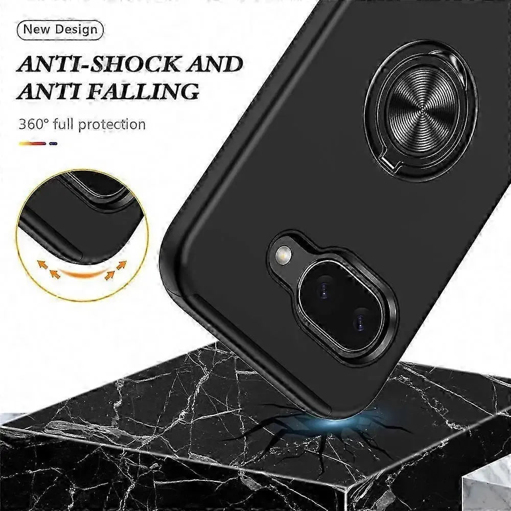 For Google Pixel 10a Dual Layer Invisible Ring Case Black