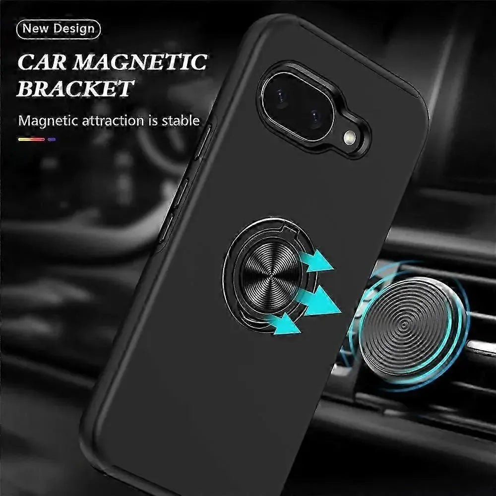For Google Pixel 10a Dual Layer Invisible Ring Case Black