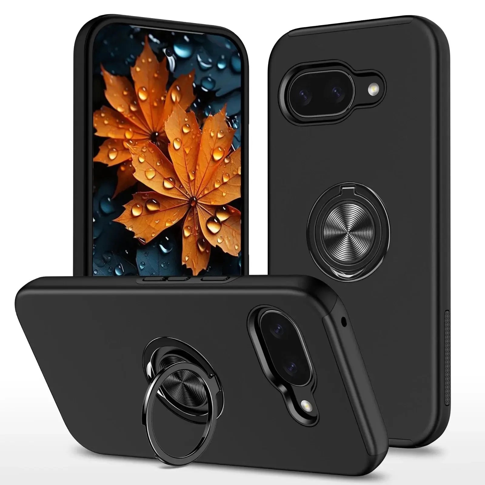 For Google Pixel 10a Dual Layer Invisible Ring Case Black