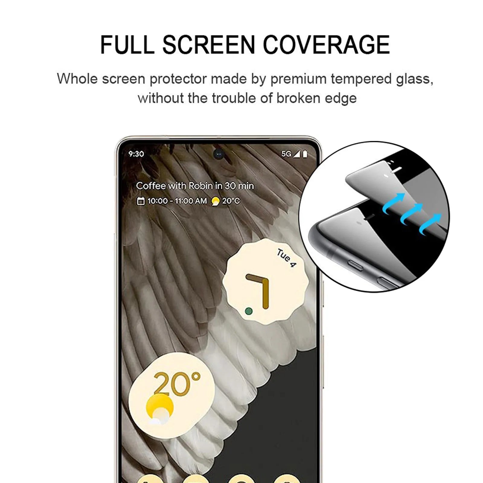 For Google Pixel 7 Pro Full Coverage 9D Tempered Glass
