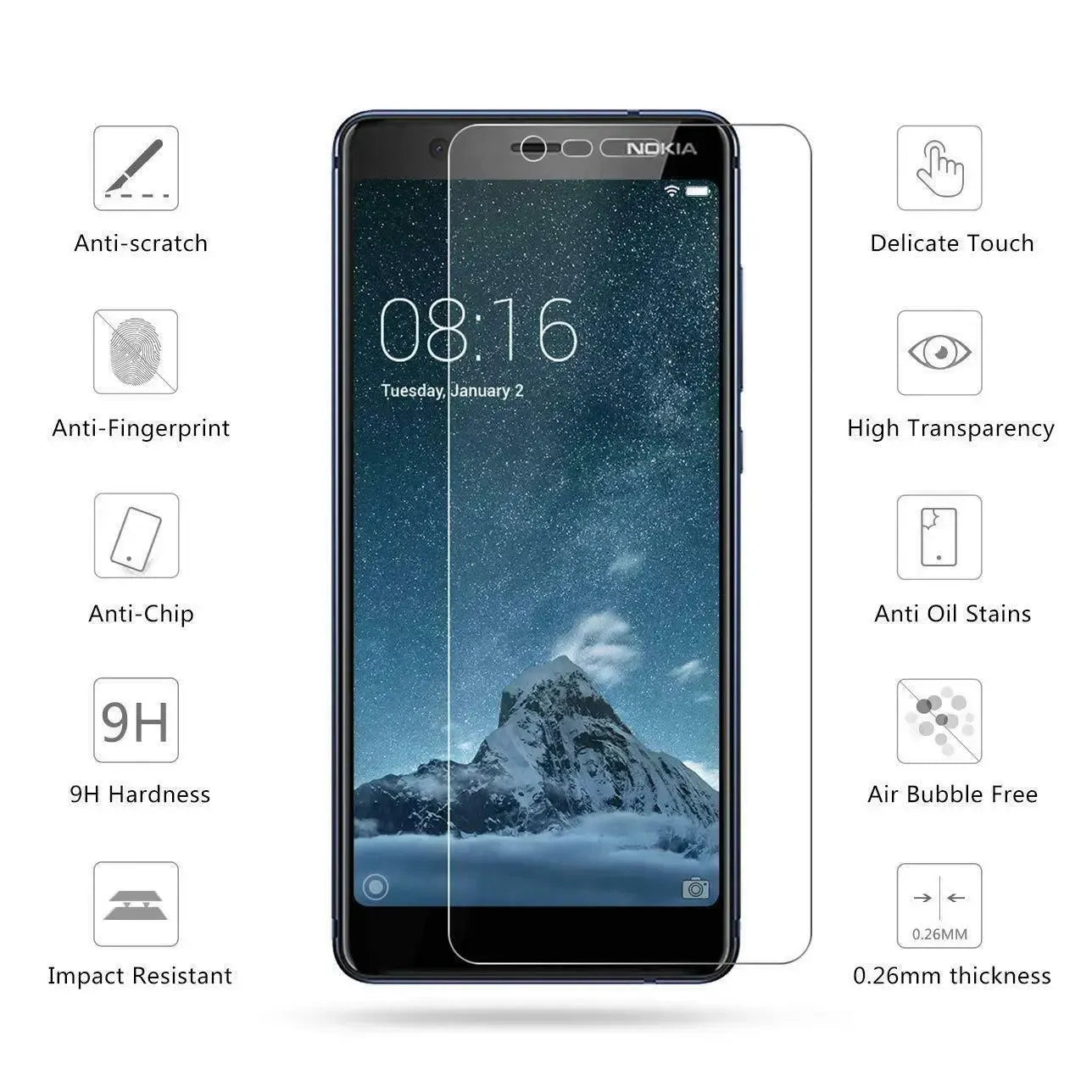 For Nokia 5.1 (Nokia 5 2018) Tempered Glass