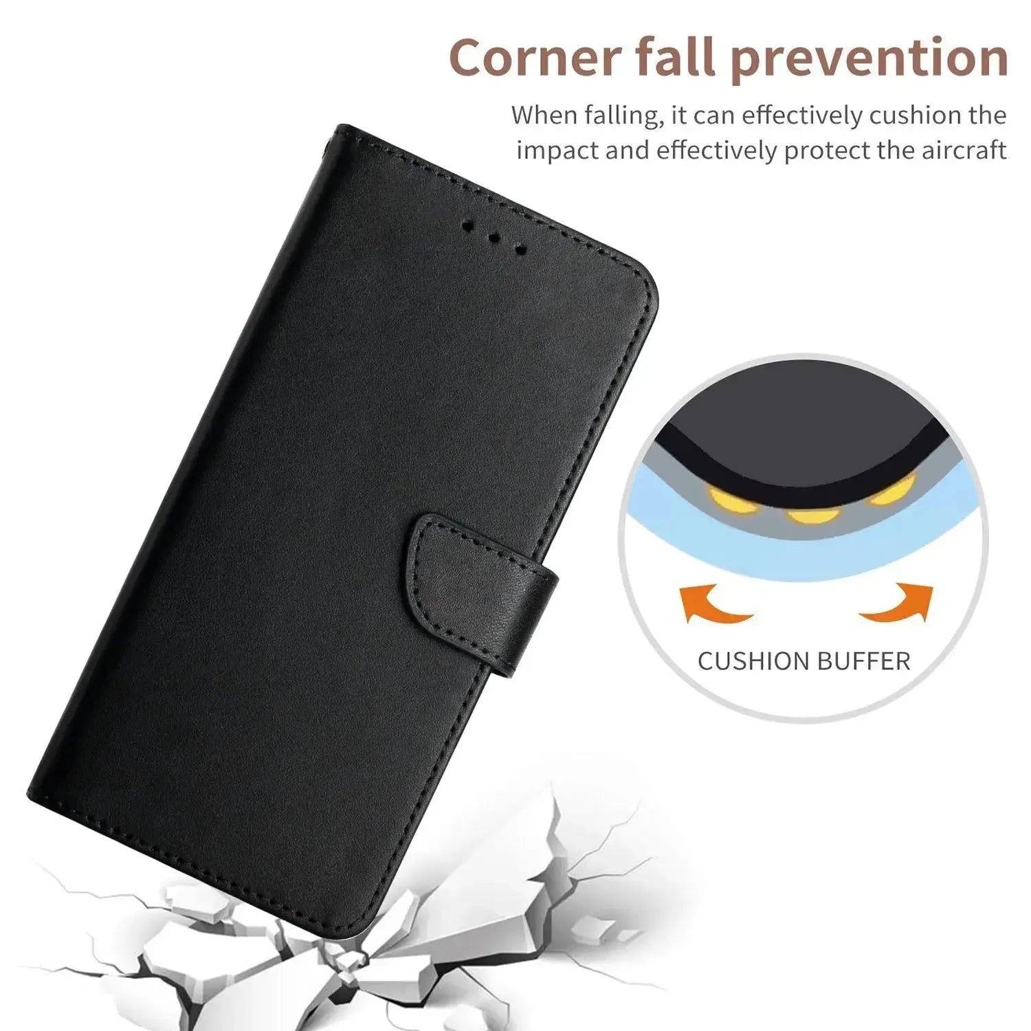 For OnePlus 10T Leather Wallet Phone Case Black