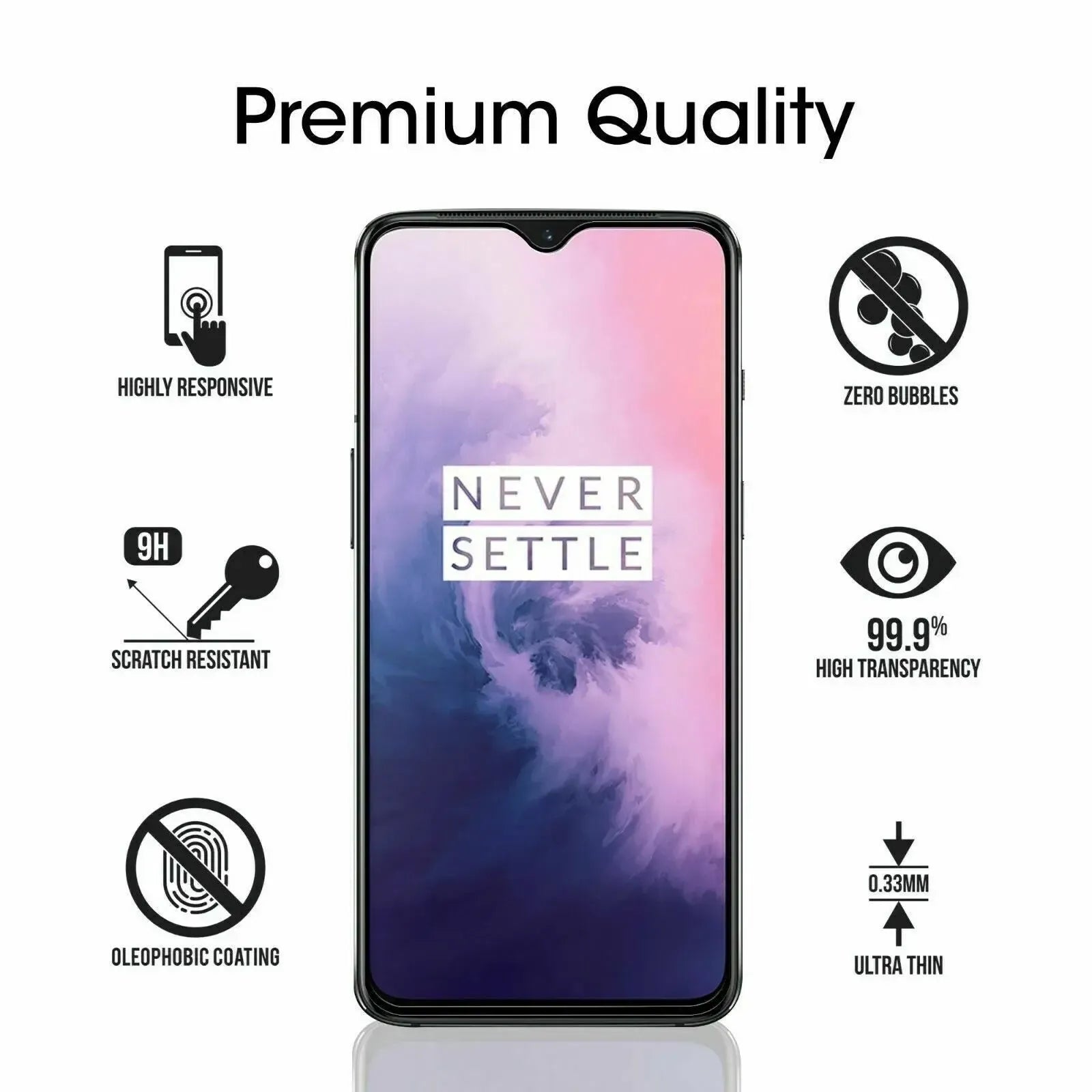For OnePlus 7 Full Coverage 9D Tempered Glass