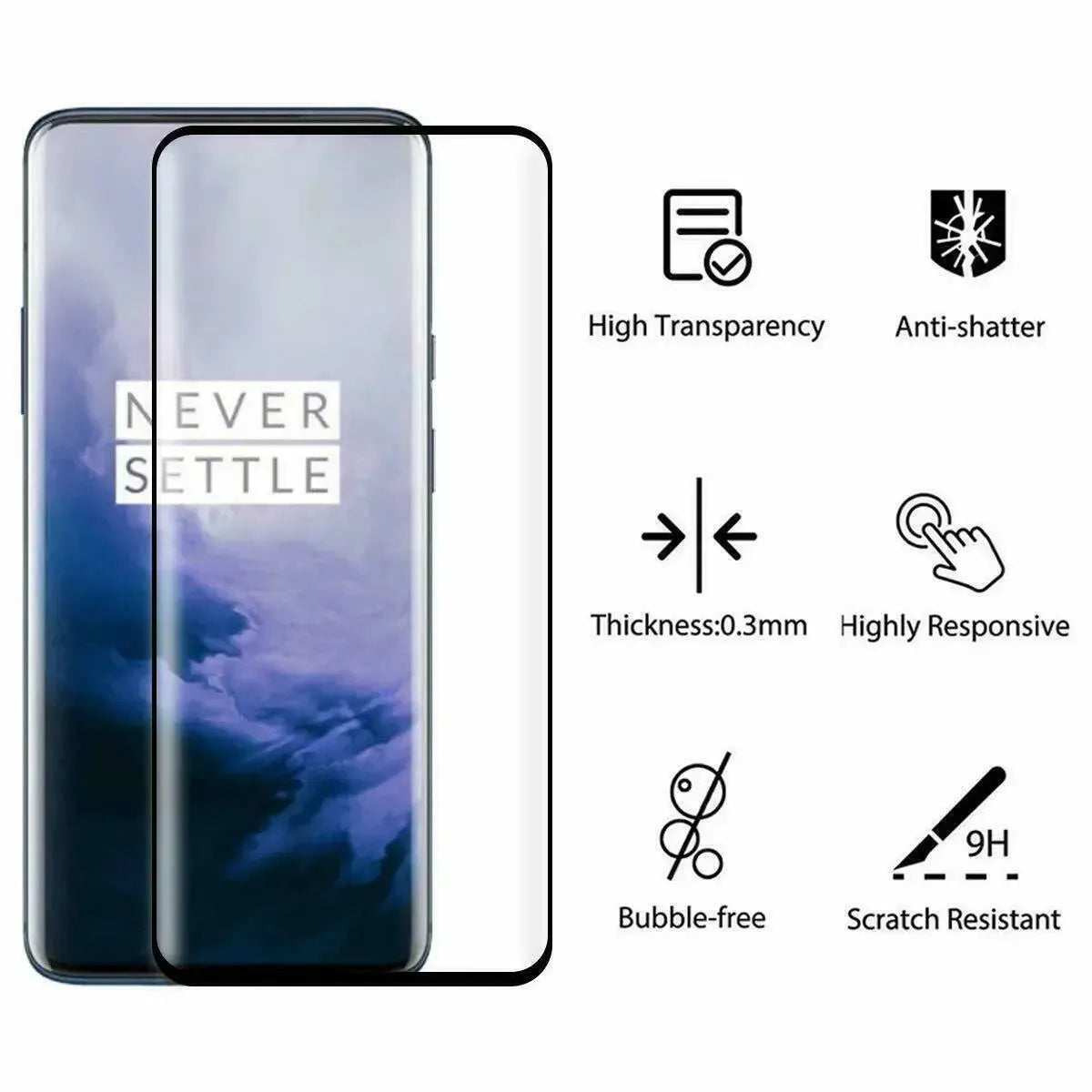 For OnePlus 7 Pro 9D Full Coverage Tempered Glass