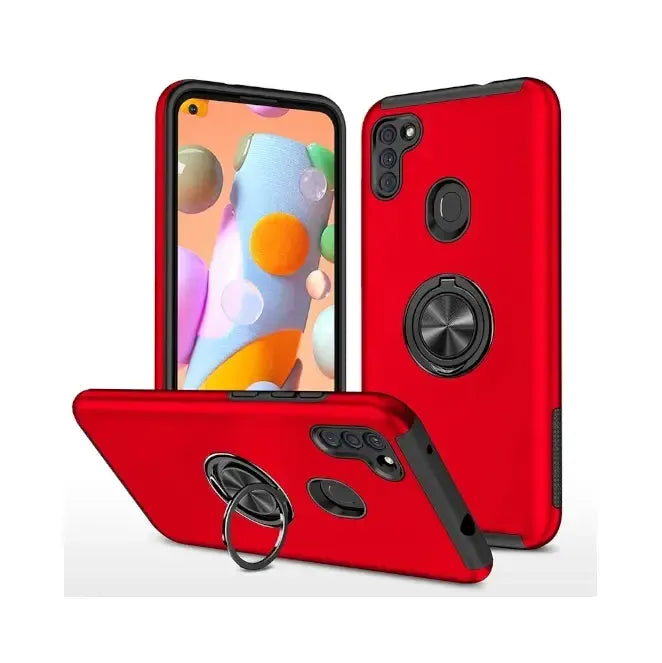 For Samsung Galaxy A07 Dual Layer Invisible Ring Case Red