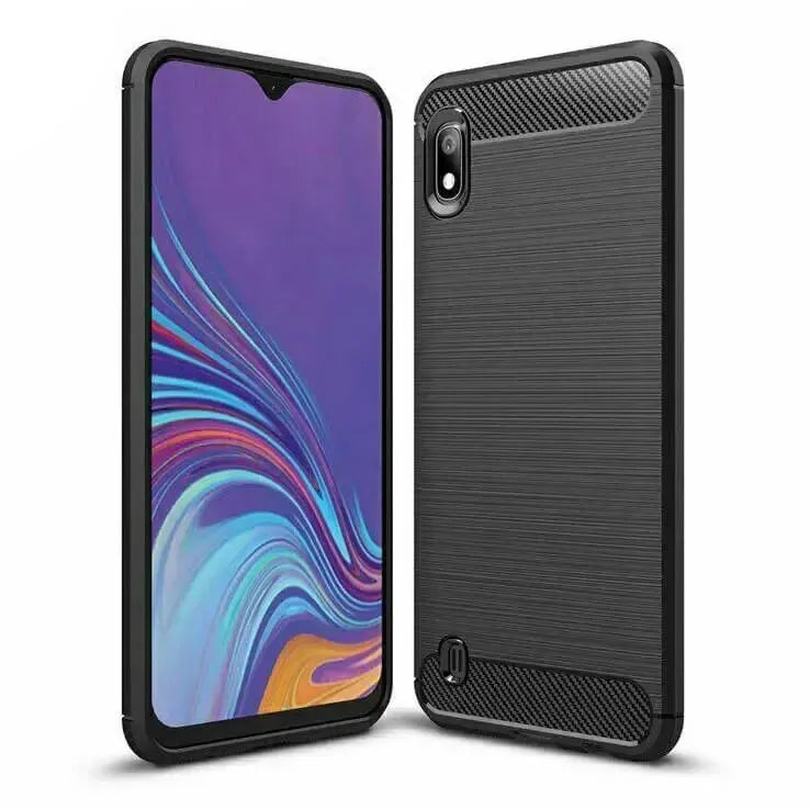 For Samsung Galaxy A10 / M10 Carbon Fibre Design Case TPU Cover - Black