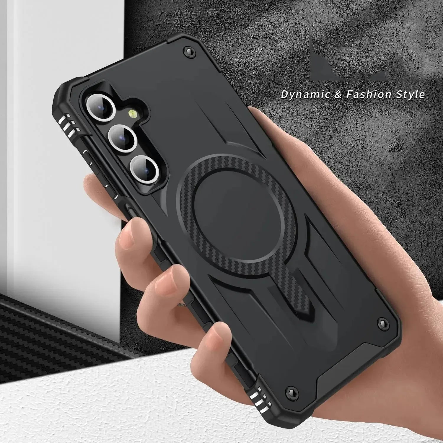 For Samsung Galaxy A15 Starship Magsafe Magnetic Case Black