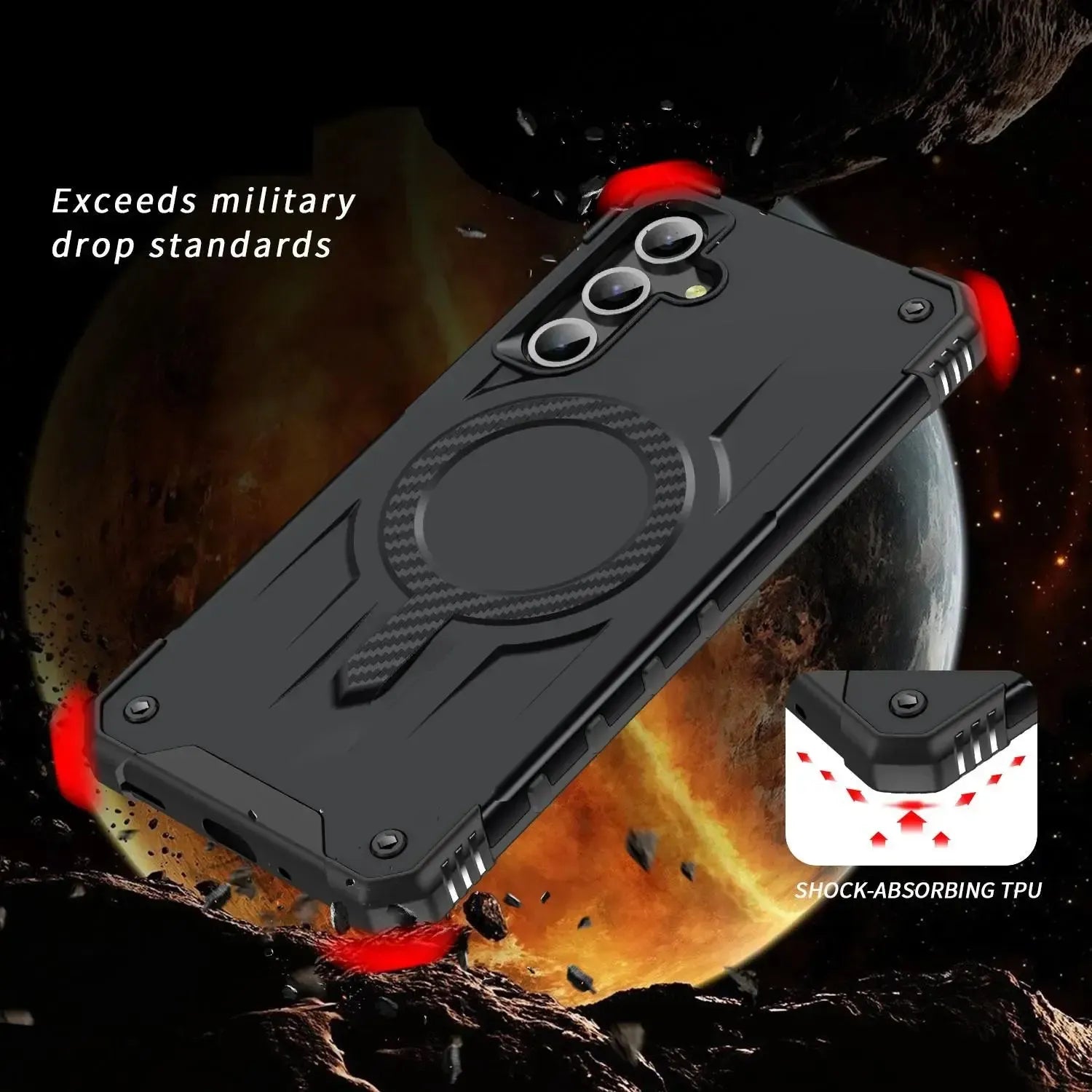 For Samsung Galaxy A15 Starship Magsafe Magnetic Case Black
