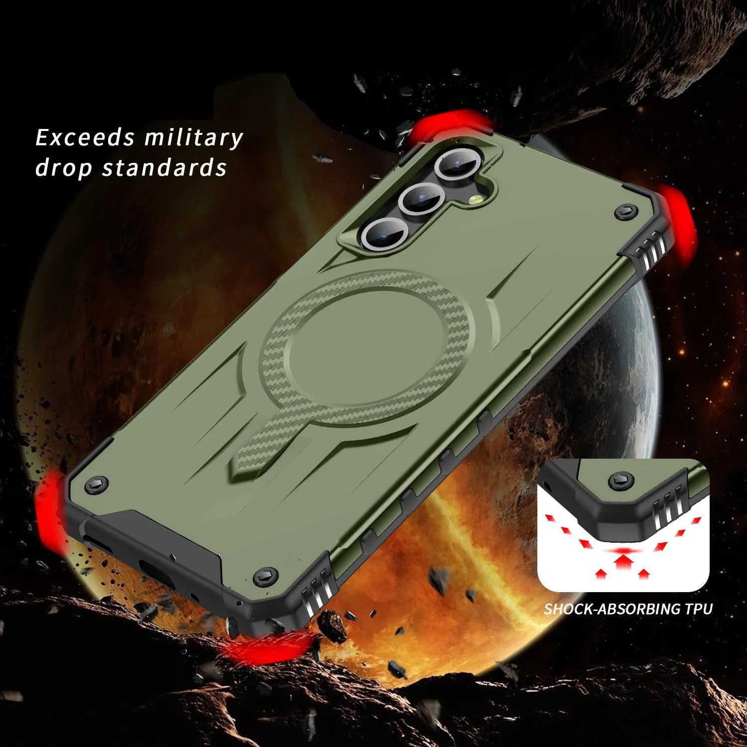 For Samsung Galaxy A15 Starship Magsafe Magnetic Case Green