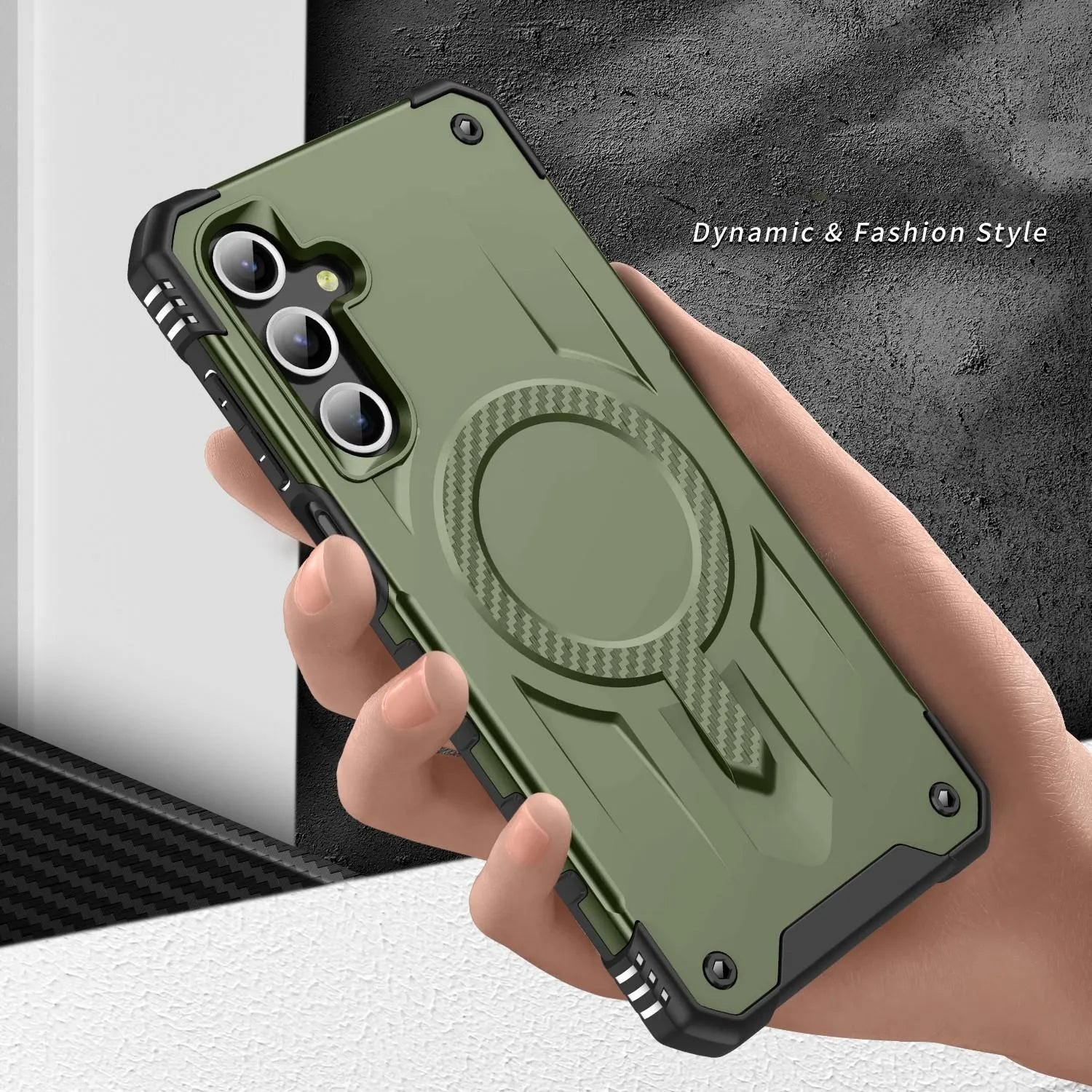 For Samsung Galaxy A15 Starship Magsafe Magnetic Case Green