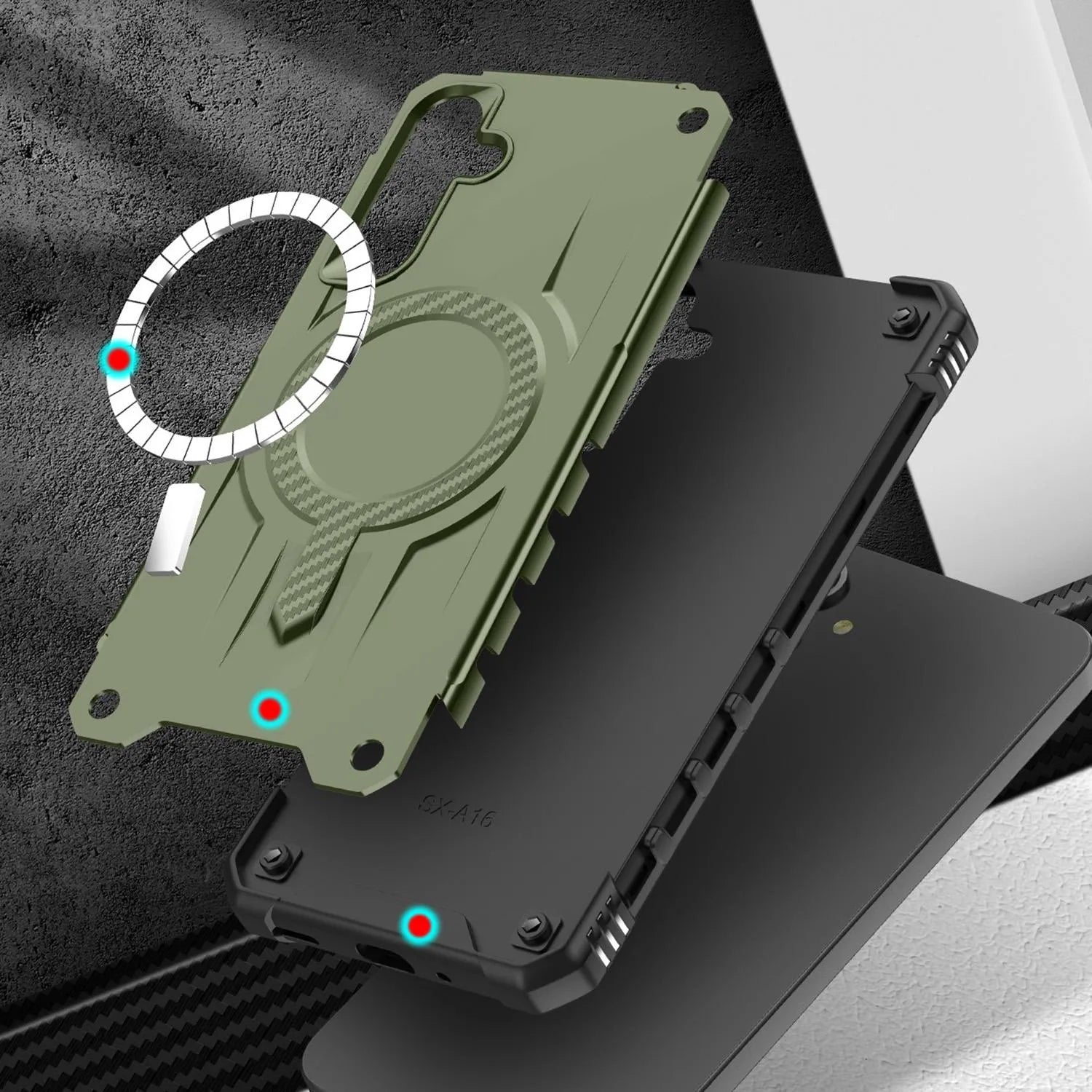 For Samsung Galaxy A15 Starship Magsafe Magnetic Case Green