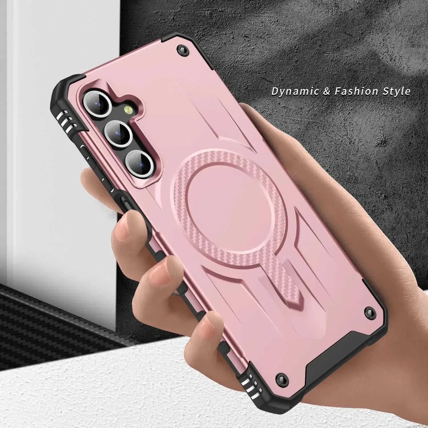 For Samsung Galaxy A15 Starship Magsafe Magnetic Case Rose Gold