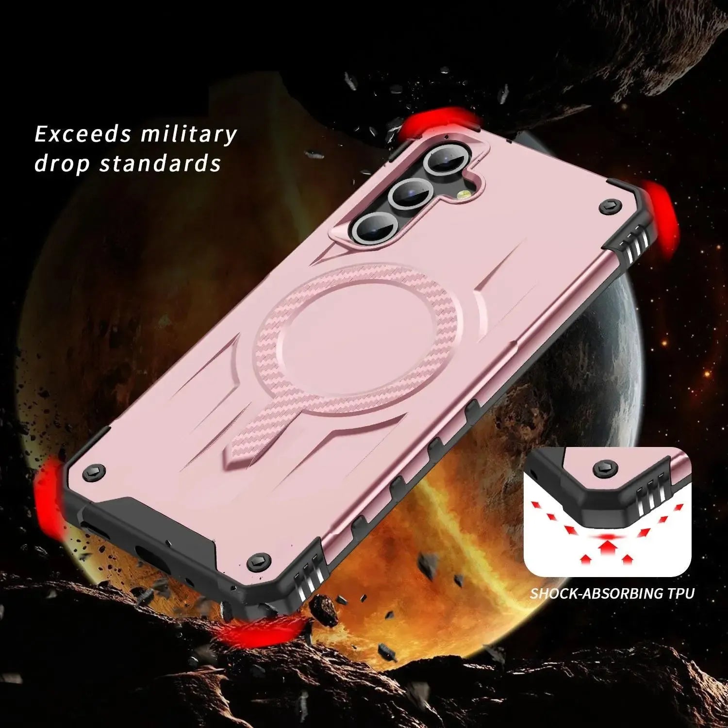 For Samsung Galaxy A15 Starship Magsafe Magnetic Case Rose Gold