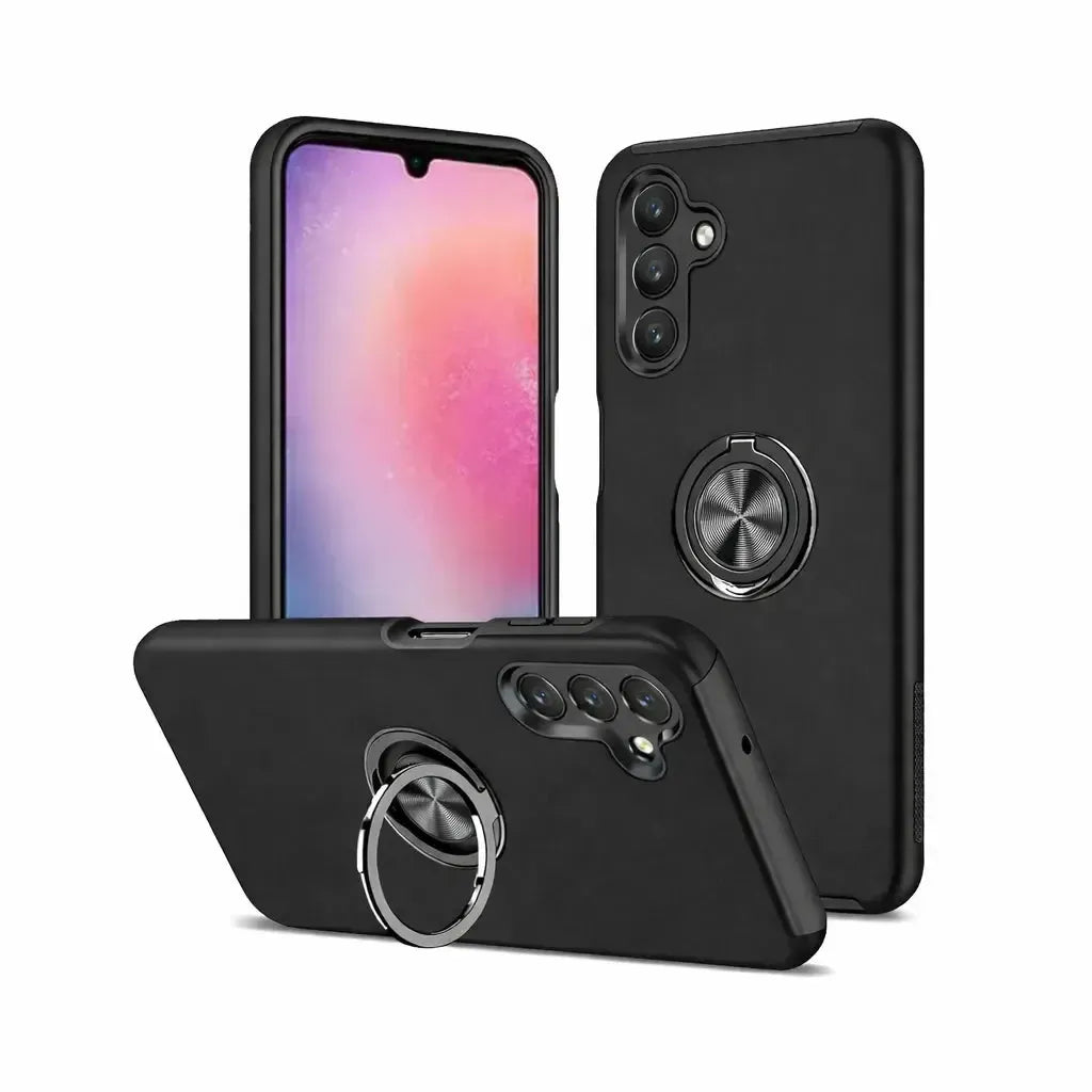 For Samsung Galaxy A18 Dual Layer Invisible Ring Case Black