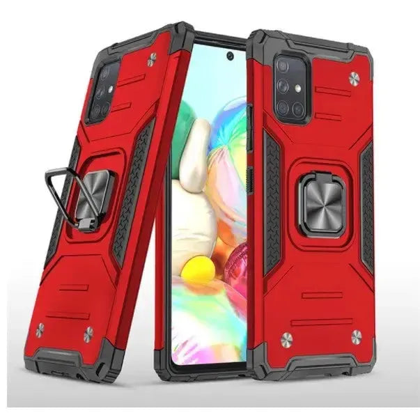 For Samsung Galaxy A24 4G Aokus Armor Metal Ring Case Red