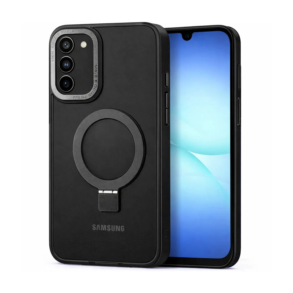 For Samsung Galaxy A26 5G Skin-Feel Magsafe Ring Stand Case Black