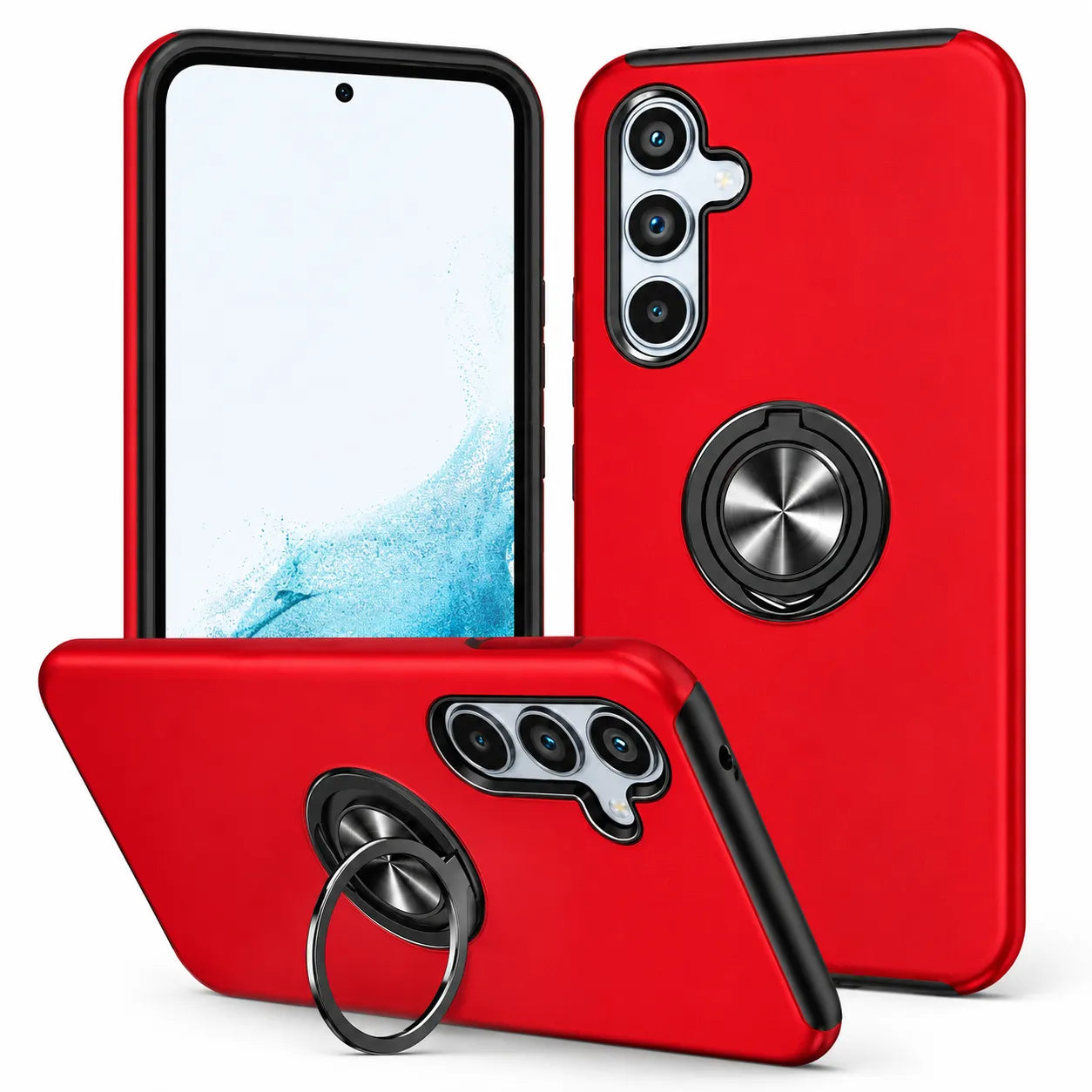 For Samsung Galaxy A57 Dual Layer Invisible Ring Case Red