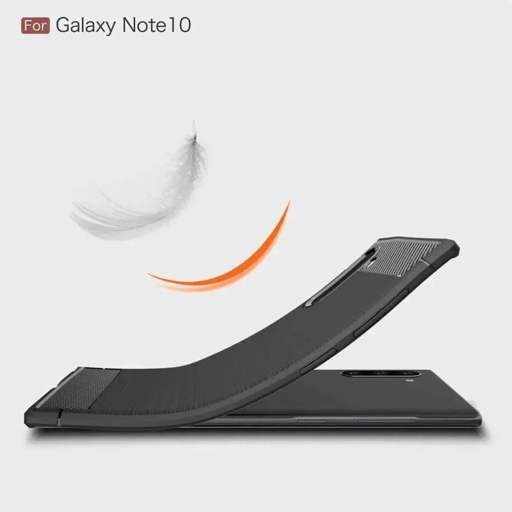 For Samsung Galaxy Note 10 Carbon Fibre Design Case TPU Cover - Black