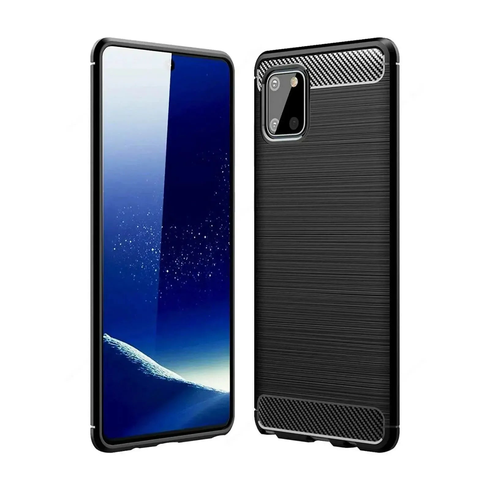 For Samsung Galaxy Note 10 Lite Carbon Fibre Design Case TPU Cover - Black