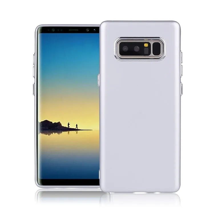 For Samsung Galaxy Note 8 N950F Rubber TPU Case with Metal Key Silver
