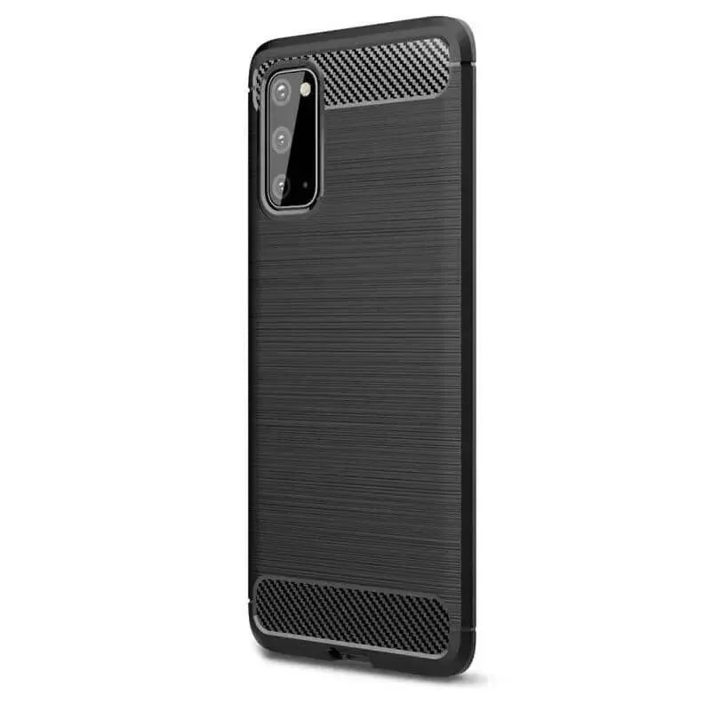 For Samsung Galaxy S20 / S20 5G Carbon Fibre Design Case TPU Cover - Black