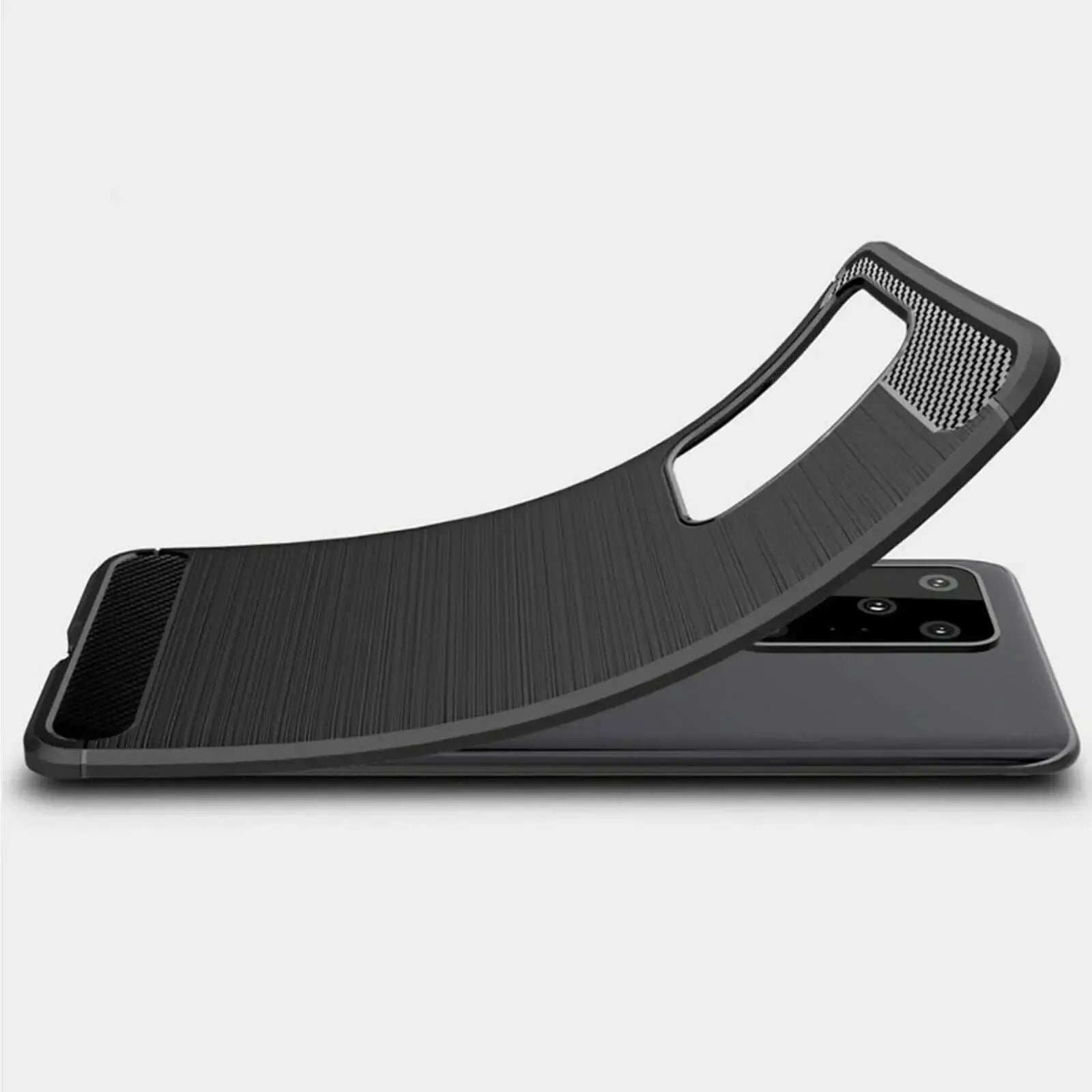For Samsung Galaxy S20 Ultra / S20 Ultra 5G Carbon Fibre Design Case TPU Cover - Black