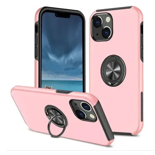 For Samsung Galaxy S22 Plus Dual Layer Invisible Ring Case Pink