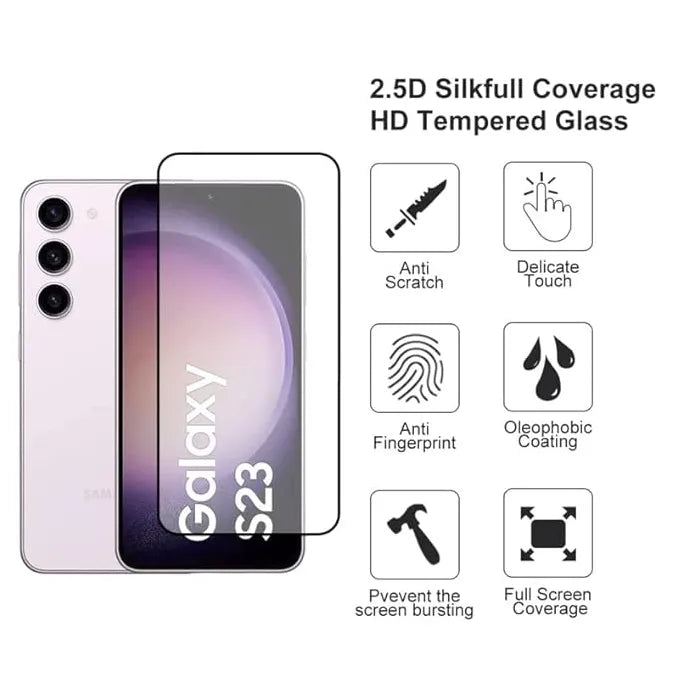 For Samsung Galaxy S23 Full Coverage 9D Tempered Glass