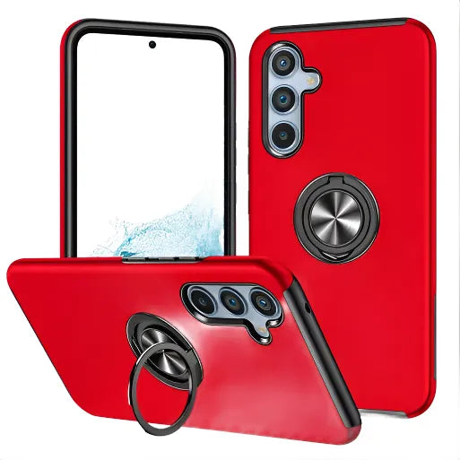 For Samsung Galaxy S24 Dual Layer Invisible Ring Case Red