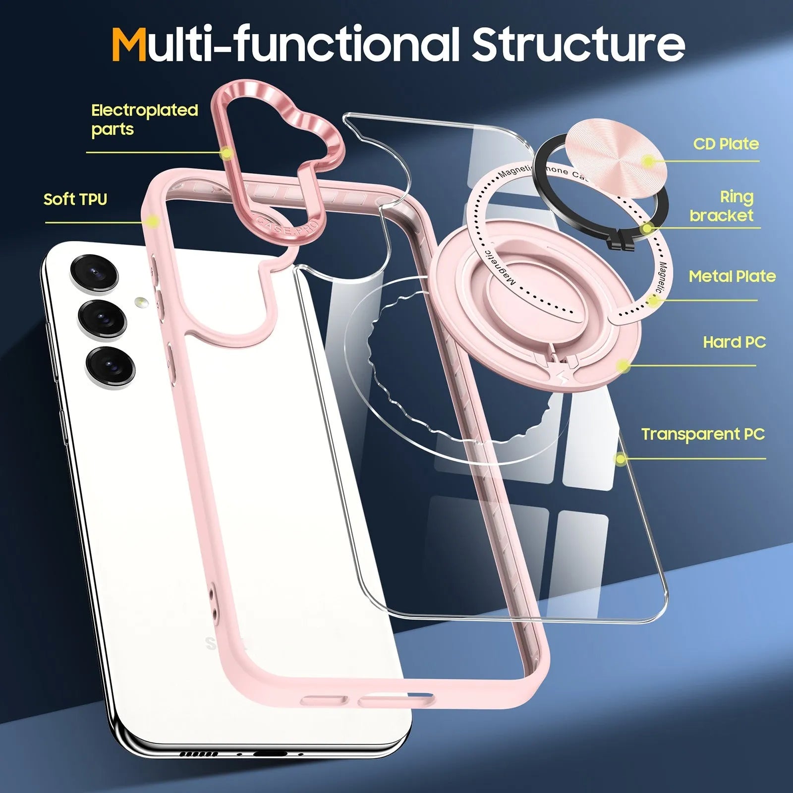 For Samsung Galaxy S24 FE Magsafe Invisible Ring Case Pink