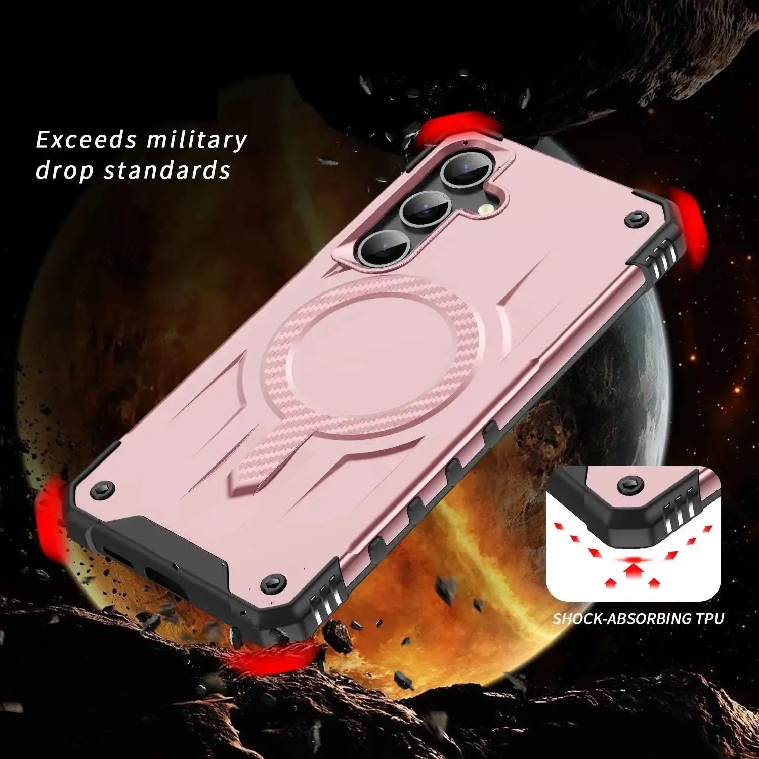 For Samsung Galaxy S24 FE Starship Magsafe Magnetic Case Rose Gold